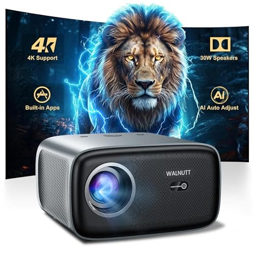 【2000 ANSI/4K Supported/30W Dolby/Official Apps】OS 2.0 Smart Projector with WiFi and Bluetooth, Portable Home Theater Movie Projector, AI Auto Focus & Keystone, 400'' Display Indoor/Outdoor Proyector - Image 1