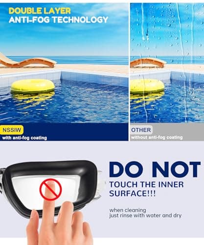 NSSIW Swim-Goggles-for-Kids 6-14 Kids Swimming-Goggles: Anti Fog with UV400 and No Leak Ultra-wide Field of View 3 Pack - Thumbnail 6