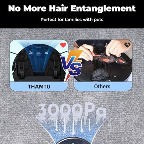 Thamtu Robot Vacuum with Smart Navigation, Vacuum and Mop 2-in-1 Powerful Suction Pet Vacuum with APP/Voice Control Good for Pet Hair, Hard Floor, Compatible with Alexa - Thumbnail 5