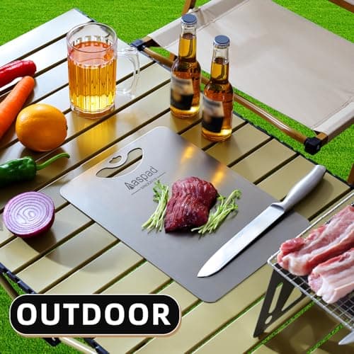 Aaspad Pure Titanium Cutting Board Non-Toxic for Kitchen Washable Portable Lightweight Metal Chopping Board Dishwasher Safty Suit for Home Cooking and Outside Camping - Thumbnail 5