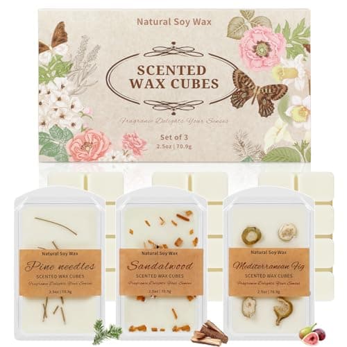 STRN Wax Melts Dried Floral Essential Oil Wax Cubes, Botanical Fragrance Natural Soy Wax, Pine Needles, Sandalwood, Mediterranean Fig (3x2.5 oz), Long-Lasting Scent for Wax Warmers, Home, Yoga, Gifts - Image 1