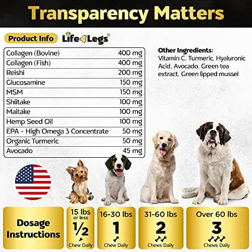 Life4Legs - Hip and Joint Chews for Dogs + Skin and Coat Supplement - Dog Joint Pain Relief Treats - Glucosamine, Chondroitin, MSM, Hemp Oil, Turmeric, Omega 3 for Dogs, Mobility Dog Health Supplies - Thumbnail 3