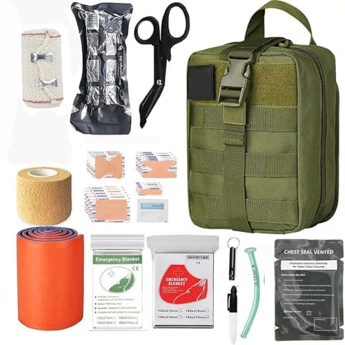 Tactical Emergency First Aid Kit: MOLLE Admin Pouch IFAK - Wound Dressing Blood Control EMT Survival Trauma Kit 6" Bandage- Camp Travel Car Medic Kit - Image 1