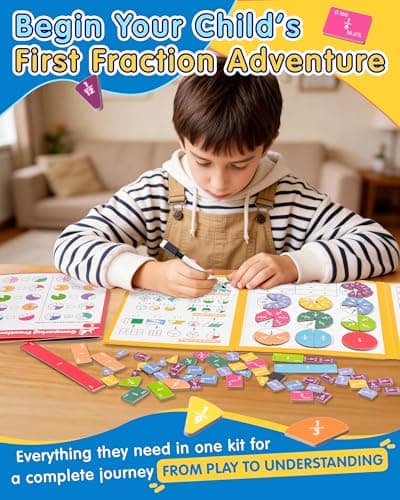 Magnetic Fraction Demonstration Book, Fraction Manipulatives with Magnetic Fraction Tiles & Circles, Montessori Magnetic Fraction Playbook for Hands-On Elementary Math Learning Toys - Thumbnail 2
