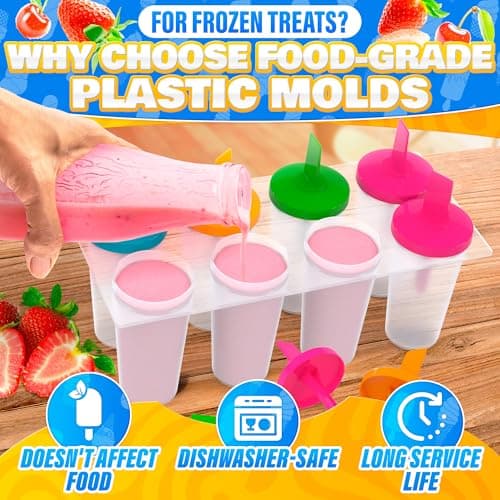 Ice Cream Maker Ice Pop Mold - 8Pcs Popsicle Maker Ice Cream Popsicle Molds Reusable Ice Popsicle Sleeves - Popsicles Molds Ice Cream Mold Popsicle Holders - Thumbnail 3