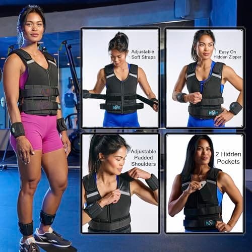 Premium Adjustable Weighted Vest for Men & Women – NO SHOULDER PRESSURE for Walking, Rucking & Strength Training with Zipper, Removable Thin Weights, Reflective Strips (Black, Unisex 10 LB) - Thumbnail 4