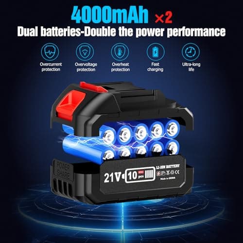 Cordless Leaf Blower, Leaf Blower Cordless with Battery and Charger, Portable Lightweight Handheld Blower, Extended Nozzle, Turbo Jet Blower for Lawn Care, Patio Cleaning, Leaves, Dust (Blue) - Thumbnail 3