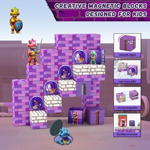 48PCS Magnetic Blocks, Valentines Day Gifts for Kids,Easter Basket Stuffers,Ideal Gifts for Kids Ages 3 4 5 6 Year Old, Magnetic Cubes Sensory Montessori Toys for Boys & Girls - Thumbnail 5