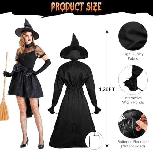 Halloween Decorations Outdoor, 5 Pack 4.3 FT Light Up Holding Hands Witches - Thumbnail 2