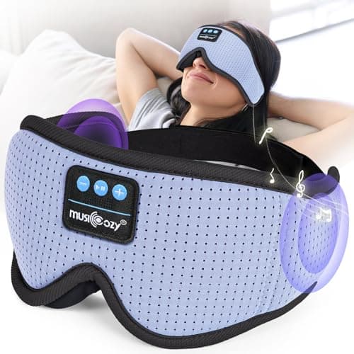 MUSICOZY White Noise Sleep Mask Headphones with 16 Soothing Sounds, Bluetooth Sleep Mask 3D Wireless Music Sleeping Headphones for Side Sleeper - Image 1