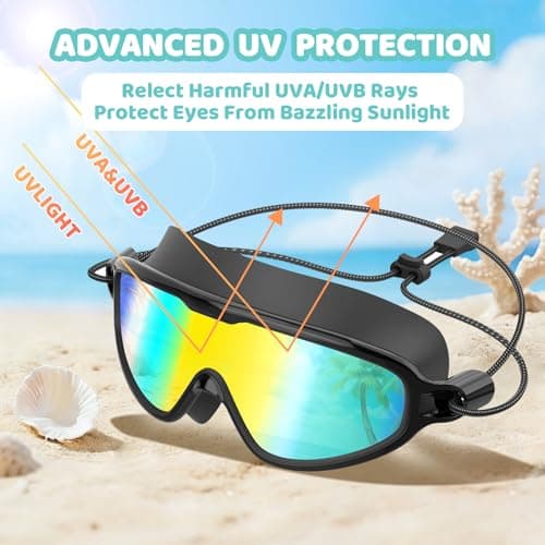 Aegend Swim Goggles with Bungee Strap No Leaking Anti Fog Swimming Goggles with Quick Adjust (Aqua & Bright Silver, Large(Age 18+)) - Thumbnail 5