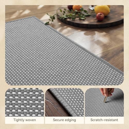 MontVoo Kitchen Runner Rug Non Slip Washable,Absorbent Kitchen Mats for Floor,Rubber Backing Braided Kitchen Rugs,Easy to Clean and Maintain Kitchen Floor Mat(Grey,17"x71") - Thumbnail 2