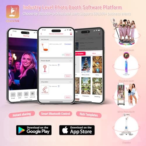 MWE 360 Photo Booth Machine for Parties with Flight Case,Logo Customization,Software APP Remote Automatic 360 Spin Camera Video PhotoBooth 80cm for 3-5 People(31.5"+Flight Case) - Thumbnail 5