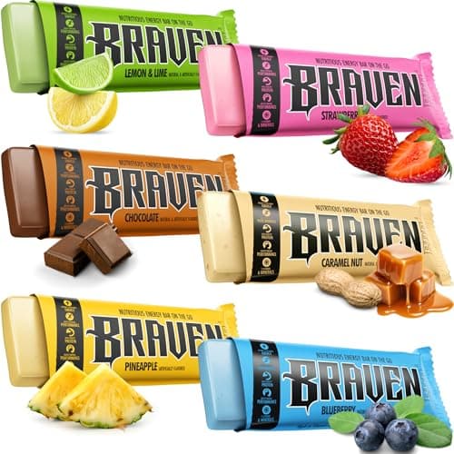 Braven Bar Assorted Variety Energy Bars (1.59 oz, Pack of 10) – Energy Chews with 5g Protein – On-the-Go Snacks for Running, Hiking, and Sports - Gluten Free Snacks for Sustained Boost - Image 1
