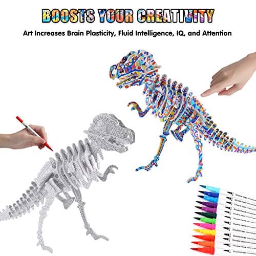 BEARUN 3D Coloring Puzzle Set, Arts and Crafts for Girls and Boys Age 6 7 8 9 10 11 12 Year Old, Fun Educational Painting Crafts Kit with Supplies for Kids, Birthday Toy Gift for Kids - Thumbnail 4
