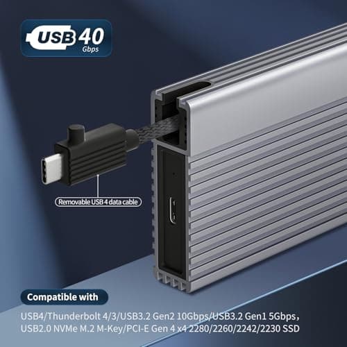 ZIKE ZikeDrive Z666 40Gbps M.2 NVMe SSD Enclosure USB 4.0 up to 3811MB/s Aluminum Case, Compatible with Thunderbolt 4 M.2 M-Key 2280, USB 4 USB 3.2 Gen2/Gen1 PCI-E Gen 4x4 Tool-Free Installation - Thumbnail 3