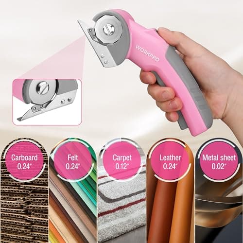 WORKPRO Cordless Electric Scissors, 4V Rotary Cutter for Cardboard Carpet Leather Plastic, 2000mAh Rechargeable Powerful shears with Storage Case - Thumbnail 4