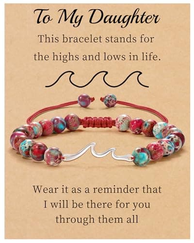 Sistble Daughter Gifts from Mom Dad, Daughter Valentines Day Gifts To My Bracelet White Wave Bracelet Jasper Natural Stone Love Bracelets for Women Summer Beach Gift Birthday Jewelry - Image 1