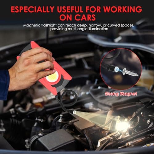 Rechargeable LED Work Light, OTYTY 40W 2000LM Magnetic Work Light Battery Powered Portable Flood Light with Gooseneck Flashlight for Car Repairing, Camping, Inspection (GFR) - Thumbnail 2