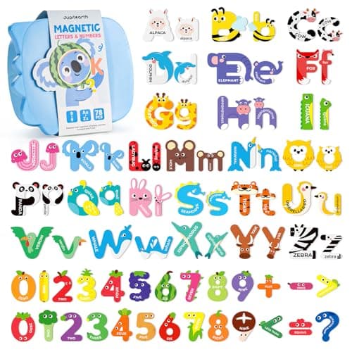 78 PCS Magnetic Letters, Large Cute Animal Alphabet Magnets for Fridge, Uppercase & Lowercase ABC Educational Toy, Choke-Proof Toddler Learning Toys for Kids Toddlers Preschool Learning Spelling - Image 1