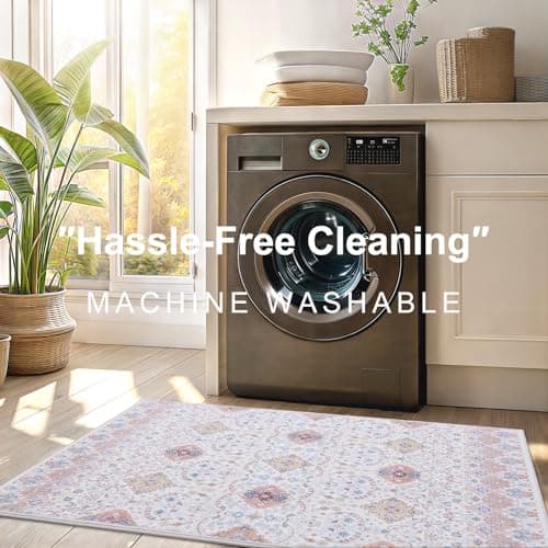 Vanmoos 2x3 Washable Area Rug – Soft, Non-Slip Entrance Rug, Durable Indoor Door mat, Floor Carpet for High-Traffic Areas, Entryway, Kitchen, and Bedside, Charm/Beige - Thumbnail 3