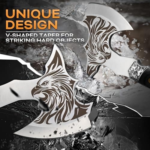 Grumpy Bear Camping Hatchet, Full Tang Outdoor Axe with Decorative Handle, Durable Forged Blade for Hiking, Bushcraft, and Survival (Eagle) - Thumbnail 6