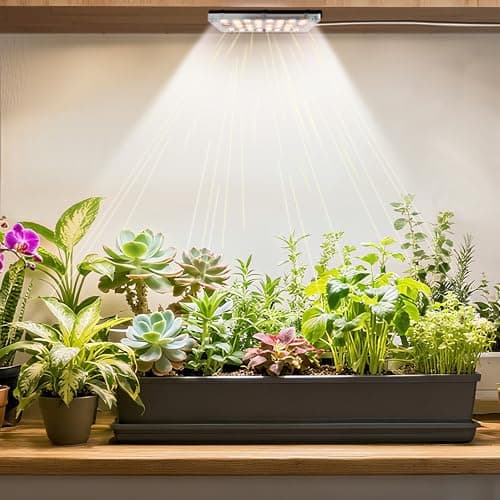 Stick-On Under Cabinet Grow Lights with Timer, High PPFD Sun-Like Full Spectrum LED Puck Light for Indoor Plants, Succulents, Mini Spotlight for Shelves, Terrarium & Display Case (3500K Warm White) - Image 1