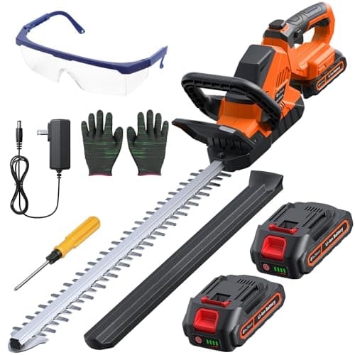 20'' Hedge Trimmer Cordless, 3000RPM Electric Handheld Bush Trimmer with 2 x 2.0Ah Batteries, 180° Rotatable Head, Lightweight and 2/3'' Blade Gap for Garden Yard - Image 1