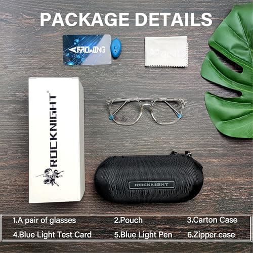 ROCKNIGHT Blue Light Blocking Glasses for Computer Eye Strain Women Clear Frame Gaming Phone Computer Glasses - Thumbnail 5