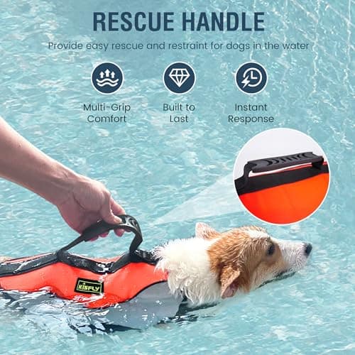 Dog Life Jacket for Swimming & Boating, High Buoyancy Dog Life Vest with Rescue Handle, Reflective Adjustable Dog Flotation Device for Pool, Lake & Kayaking, Secure Fit Pet Swim Vest (XS, Orange) - Thumbnail 3