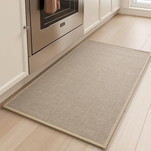tchdio Kitchen Mats for Floor, Rubber Backed Kitchen Rugs Non Slip Washable, Superior Absorbent Kitchen Rug-Mat Easy to Clean, Comfort Kitchen Floor Mat Front of Sink (Beige, 20" × 32") - Image 1