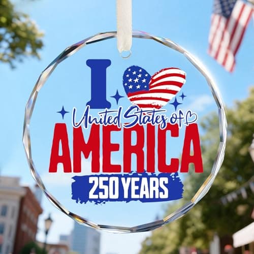 United States 250th Anniversary Ornament, Glass Patriotic Eagle Christmas Ornaments, 250th Anniversary Liberty Bell Decorations, Gift for US Citizens, Patriotic Collectors-Crystal Style3 - Image 1