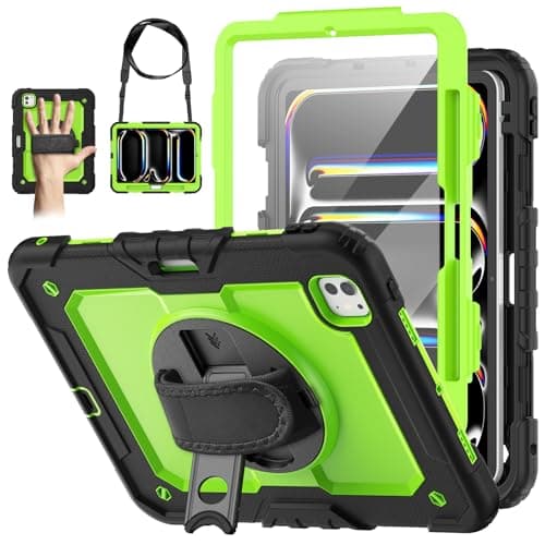 WEGLS Case for iPad Pro 11 inch (M4) 2024 with Screen Protector Pencil Holder, 360 Rotating Hand Strap & Stand, Protective Case for iPad Pro 11 inch, Green - Image 1