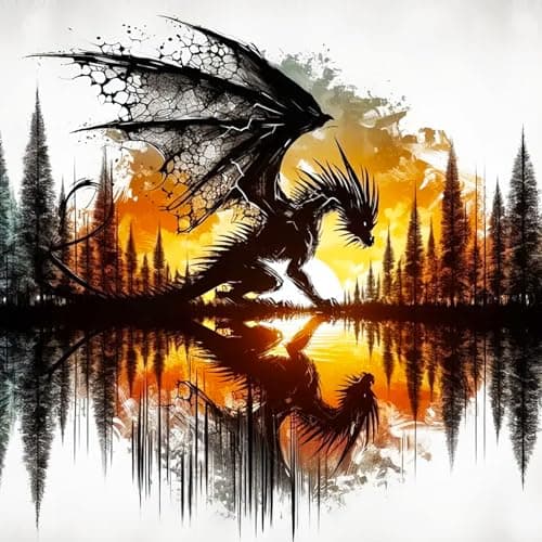 igoodom Dragon Diamond Art Kits for Adults, Silhouette Dragon Diamond Painting Kit, Full Drill Round Diamond Art Kits, DIY Gem Art and Crafts for Home Wall Decor Gift 14x14inch - Image 1