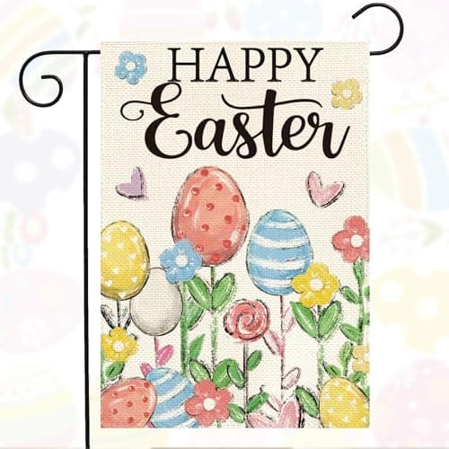 Oeyliz Easter Garden Flag 12x18 Inch Double Sided Outside Happy Easter Garden Flag Flowers Yard Flag Porch Decor Outdoor Flag Yard Outdoor Decoration - Image 1