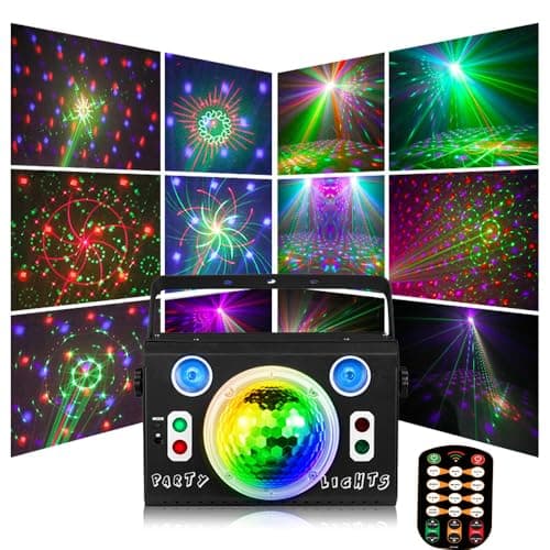 Disco Light,Party Lights, RGB 4 Lens Sound Activated DJ Strobe Stage Lights for Parties Birthday Christmas Gifts Wedding Karaoke Bar Club Pub Home Room Halloween Decorations - Thumbnail 2