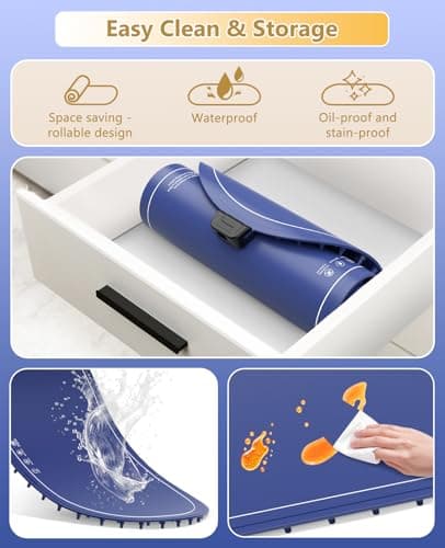 Food Warming Mats for Countertop Extra Large(XXL 36"x15"),Electric Heating Pad for Food,Roll Up Silicone Warmer Mat for Party and Kitchen,Practical Birthday Gift for Mom and Women(Blue) - Thumbnail 6