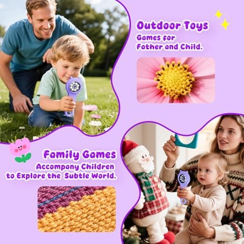 Microscope for Kids - Electronic Handheld Magnifying Glass for Children-STEM Educational Science Kit Toys for Spring Outdoor Easter Birthday Gifts Toys for 5-8 9-12 Year Old Girls（Purple） - Thumbnail 3