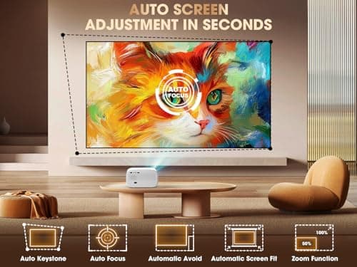 Smart Projector with WiFi 6 & Bluetooth, Compatible With Netflix/YouTube/ Prime Video Apps, Auto Focus & Keystone, Full-Sealed Optical Engine, Native 1080P Projector - Thumbnail 3