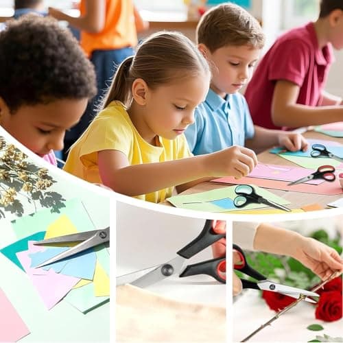 LSLCQW 3-Pack 8" Heavy Duty Scissors with Ultra Sharp Blades and Comfort Grip Handles - For Office, Home, School, Sewing, and Crafts (Mint, Grey, Purple) - Thumbnail 5