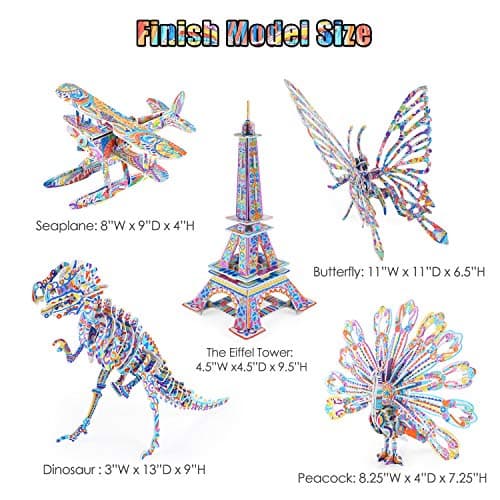 BEARUN 3D Coloring Puzzle Set, Arts and Crafts for Girls and Boys Age 6 7 8 9 10 11 12 Year Old, Fun Educational Painting Crafts Kit with Supplies for Kids, Birthday Toy Gift for Kids - Thumbnail 5