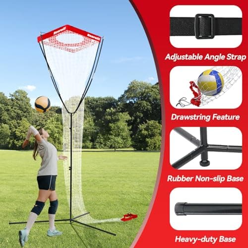 Bearwill Volleyball Setter Trainer Net, Volleyball Training Equipment Adjustable Angle Height 8-13 FT Setter Net, Indoor Outdoor Volleyball Practice Net System for Serving, Spiking and Setting - Thumbnail 4