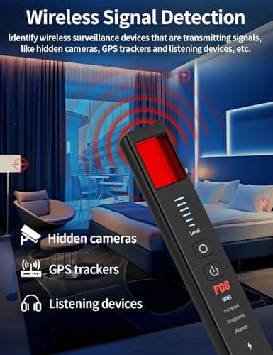 OBSITWY Hidden Camera Detectors, Anti-Spy Camera Finder & GPS Tracker Detector with Anti-Theft & SOS Alarm, Privacy Pen Bug Detector, Portable for Travel, Hotel, Office, Car - Thumbnail 3