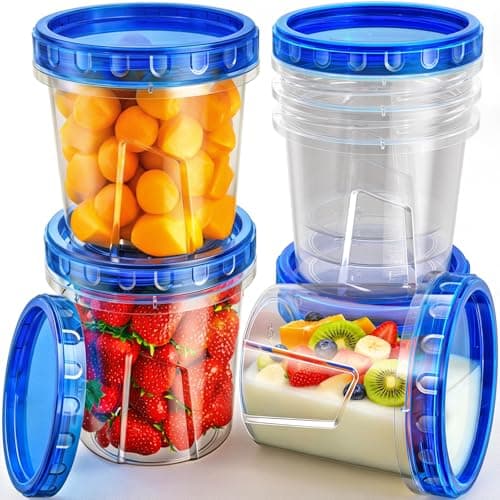 Freezer Storage Containers, [6 Pack-24 Oz] Airtight Plastic Food Storage Containers with Twist Top Lids, Soup, Meal Prep Containers | BPA Free | Stackable | Leakproof | Microwave/Dishwasher Safe - Image 1