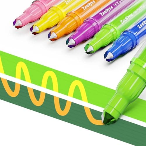 Zeallynx Magic Color-Changing Marker Pens, Triple-Tip Creative Pens No-Bleed Highlighters with 2 Highlight Tips & 1 Color-Shift Tip for Journaling, Drawing & Fun Gift Ideas (6 Pack) - Image 1