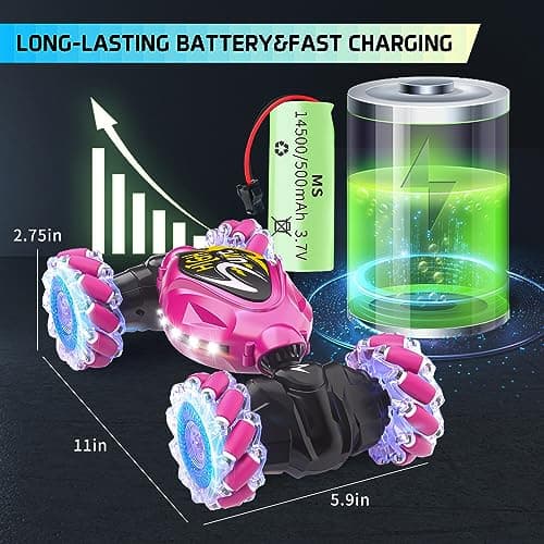 Terucle RC Cars, 2.4Ghz 4WD New Gravity Gesture Sensing Remote Control Car Toys, Stunt Twist Truck Toys for 6-12 yr Boys & Girls, RC Drift Car with Light Music Best Gift for Kids Age 7 8 9 10 11 yr - Thumbnail 4