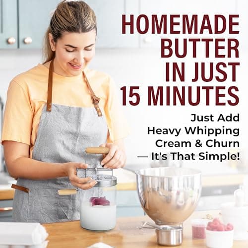 Dazey Butter Churn - Hand Crank Butter Churner- Manual Butter Maker- Beech Wood BUTTER PADDLES INCLUDED. Create Delicious Homemade Butter With Your Own Hand Crank Dazey Butter Churner (Turn N Churn) - Thumbnail 2