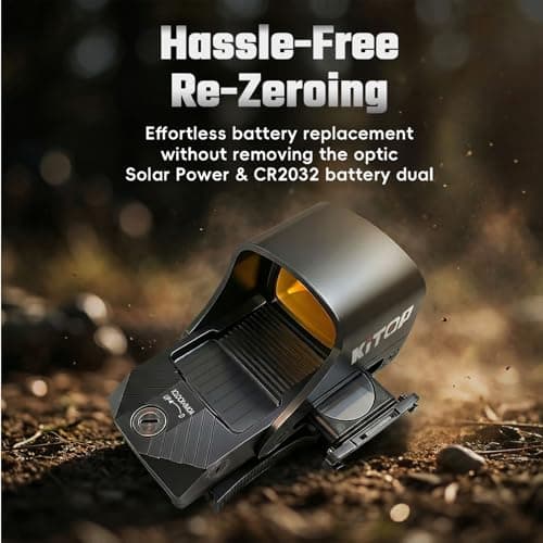 Multi-Reticle Open Reflex Red Dot Sight: 2 MOA Dot & 65 MOA Circle, Shake Awake, Solar-Assisted Power, Titanium Hood, IP67 Waterproof, 12 Brightness, Quick-Detach Mount for Picatinny Rail Long Guns - Thumbnail 6