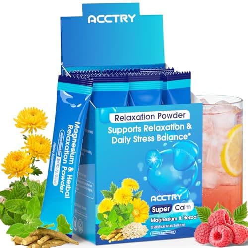 Super Calm Magnesium Complex Powder with Ashwagandha Root Extract, Magnesium Glycinate, Malate & Taurate, Lemon Balm, Vitamin D3 & Zinc, Dietary Supplement, Raspberry Lemonade Flavor