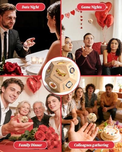 Allotall Valentines Day Gifts for Him Her,Couple Gifts for Men Women,Colorful Date Night Food Dice,Funny Gag Gifts for Boyfriend Girlfriend,Anniversary Birthday Wedding Gifts for Husband Wife - Thumbnail 6